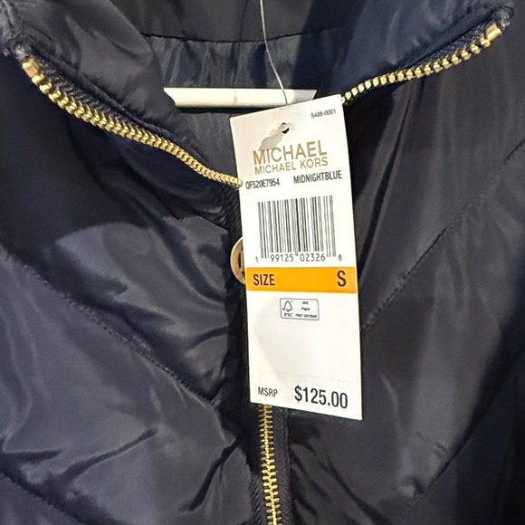 Michael Kors Navy Quilted Puffer Vest with Gold-Tone Zip Pull - Picture 4 of 4